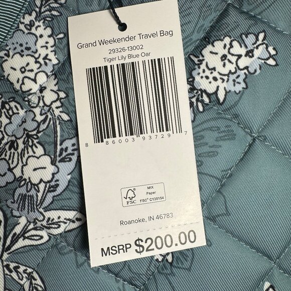 Vera Bradley Grand Weekener in Performance Twill Tiger Lily Blue Oar NWT - Picture 4 of 10